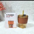 380 ML ‎Leak Proof Glass Tumbler with Straw and Lid Slub Glass | Leather Protective Sleeve | Reusable Cup with Straw | Iced Coffee Cup | Direct Drinking Mouth Dual Use. 