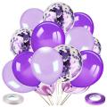 Purple Heart & Stars Foil & Confity Balloons Set. 