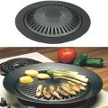 Home Round Iron Korean BBQ Grill Plate Barbecue Non-Stick Pan Set. 