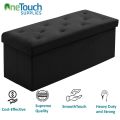 Foldable Black Velvet Ottoman Storage Benches Folding Stool Soft Cushion Footrest Toy Storage Box Seat for Living Room Poof Foot Stool,38x76cm. 