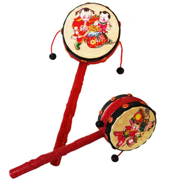 Kid Toy Traditional Style Spin Rattle Drum Chinese Fun Toys Monkey Drum ...
