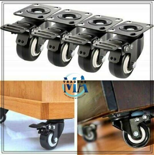 Heavy Duty Caster Wheels Set, Pack of 4 pcs with 360 Degree Rotating Furniture Moving Tool Kit, Ideal for Moving Trolleys, Cabinets, Sofa, Bed and Desk.