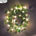 Artificial Plant Leaves garland/bail with Fairy Lights Battery Operated - Money Plant Bail Room decoration items - Wall Hanging Flower. 