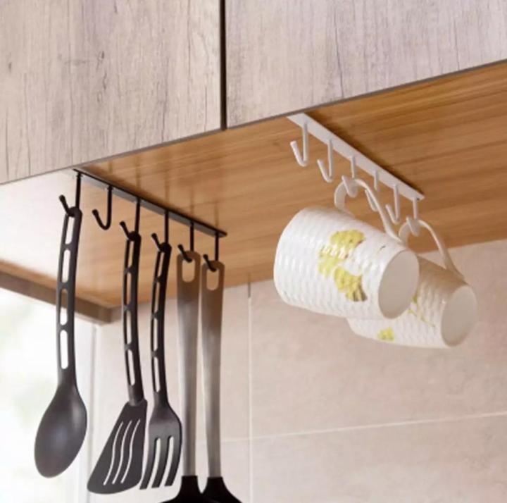 6%20Hooks%20Metal%20Hanger%20For%20Kitchen,%20Mug%20Cup%20Storage%20Rack%20Cupboard%20Hanging%20Coffee%20Cup%20Organizer%20Closet%20Clothes%20Shelf%20Hanger%20Knife,%20Spoons%20-%20Image%204