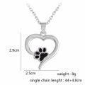 Classic Hollow Pet Paw Print Necklace Cute Animal Dog Cat  Pendant Necklace Jewelry Gift Silver 45cm. 