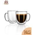 Double Wall Insulated Glass Cup 250ml for Tea, Coffee Cappuccino, Espresso. 