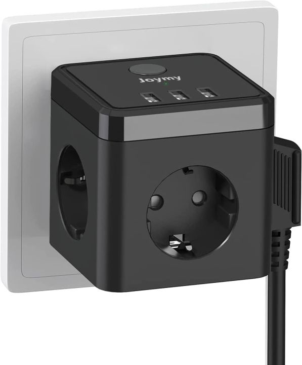 USB Socket, 3 Sockets with 3 USB Ports, 6-in-1 Socket Adapter
