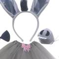 Halloween Party Costumes Cartoon Girls Animal Costume Bunny Headband Novelty Fashion 4pcs with Dress. 