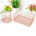 Wire Storage Basket Bin Organizer Holder for Kithen Bathroom Rose Gold Round. 