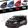 Die Cast Diecast car 1/32 Alloy Car Honda Civic Type R Model Toy Pull Back with Light Sound. 