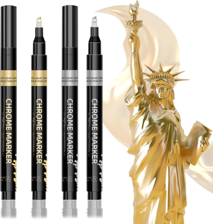 DIY Metallic Liquid Chrome Mirror Marker Pen 1MM Tip Waterproof Silver - Gold Pack of 1 Paint Pen Paint Craft Art Pen Tool  for Model Metal Glass Plastic Painting