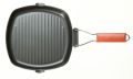 Non-Stick Square Grill Pan with Foldable Wooden Handle Size 24 x 28 cm. 