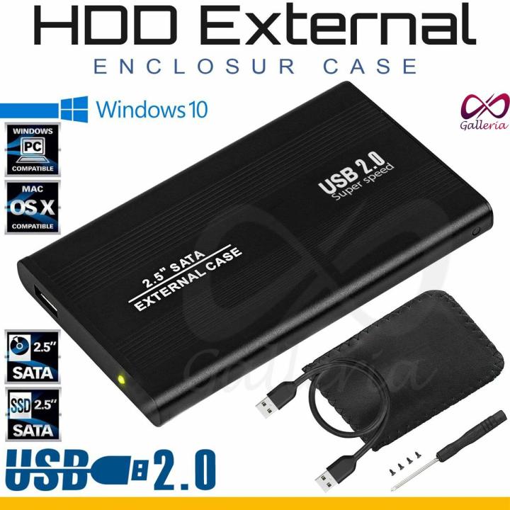 USB 2.0 External 2.5-inch SATA HDD Enclosure Case For Laptop HDD Case - Black