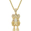 Iced Out Cartoon Puppets Pendant Necklace Hip Hop Necklace For Men Rapper Rope Chain Charm Jewelry Accessories. 