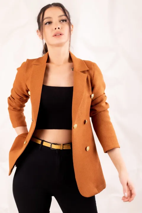 Armonika%20Women's%20Camel%20Button%20Jacket%20ARM-20K001151%20-%20Image%205