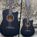 Matte Black Acoustic Guitar With Accessories. 