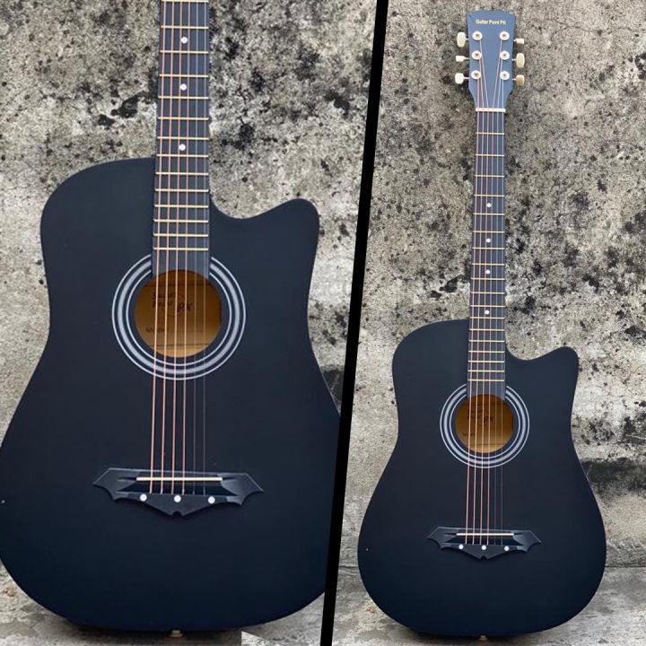 Matte Black Acoustic Guitar With Accessories