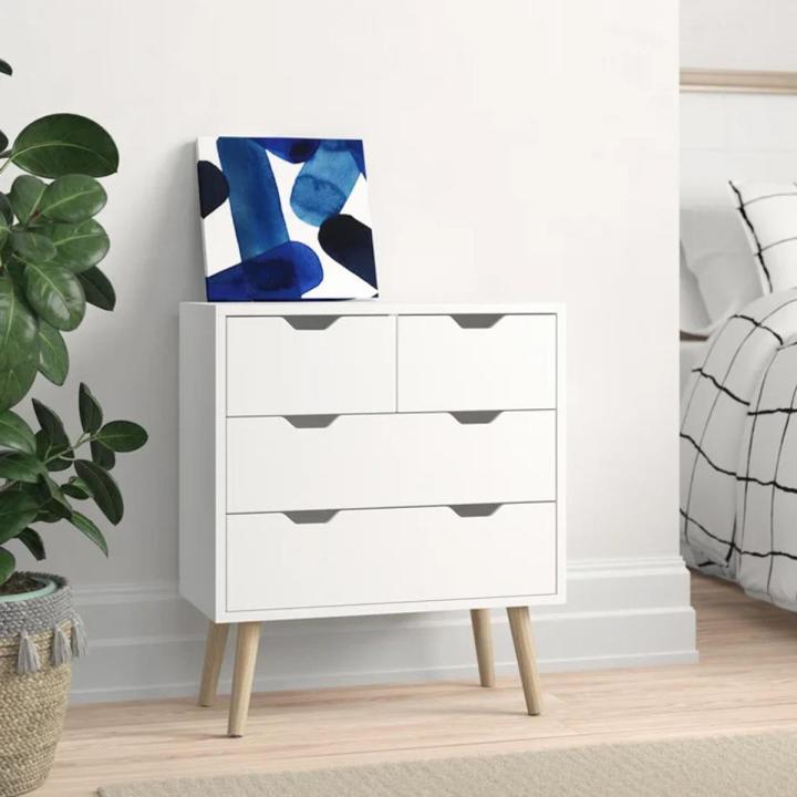 Victoria Lalani 4 Drawer 60Cm W Chest Of Drawers, Beautiful new Design With 4 Wooden Legs