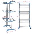 Airer Clothes Drying Rack ,3-Tier Foldable Clothes Hanger Adjustable Large Stainless Steel Garment Laundry Racks for Indoor Outdoor. 
