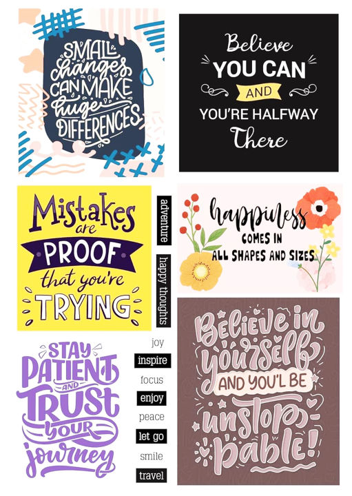Motivational Quotation Stickers Mini UNCUT sticker sheet - A6 size - 15 x 10 cm