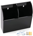 TV Remote Control Holder Wall Mount Storage Box Media Organizer Rack (Two Compartment). 