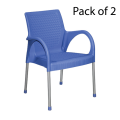 Boss Chair BP-682 STEEL PLASTIC RATTAN CHAIR WITH ARMS (Pack Of 2). 