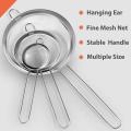 Fine Wire Mesh Kitchen Sieve Set with Rim - 7, 12 & 18 cm. 