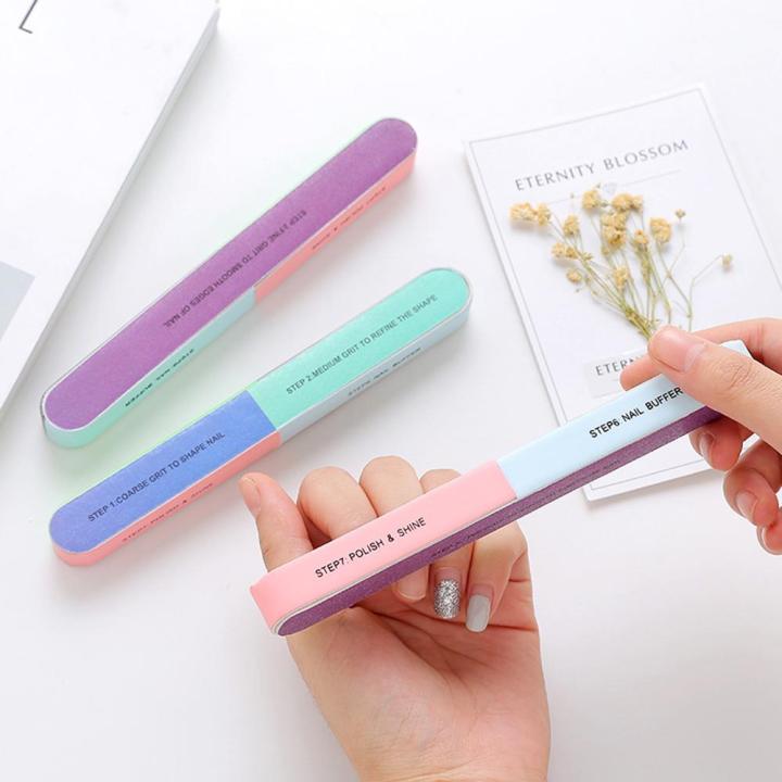7 Way Nail Filer and Buffer Block Nail Buffering Files 7 Steps Washable Emery Boards Professional Manicure And Pedicure Tools