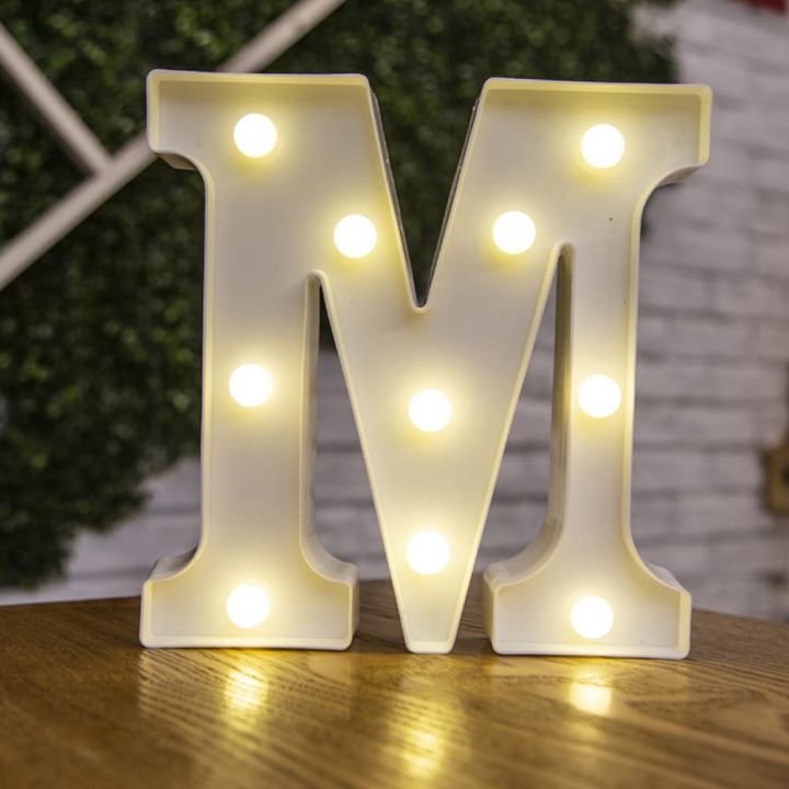 LED Alphabet letter M Lights Alphabet Light Up Marquee Letters Sign for Night Light Wedding Birthday Party Battery Powered