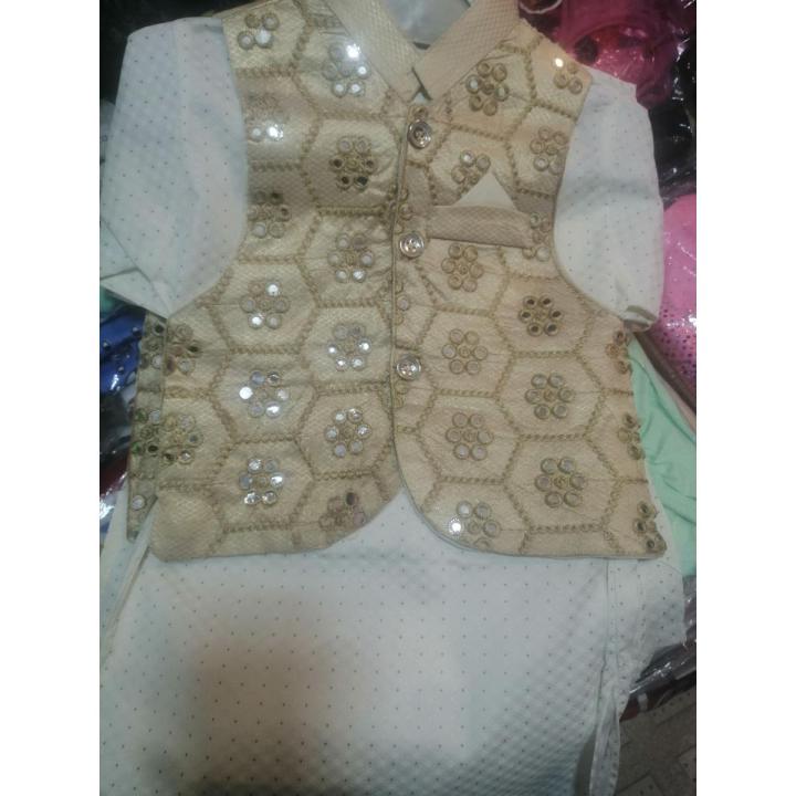 kameez shalwar with beautiful mirror work waistcoat