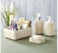 4 Pcs Bathroom Accessories Set - Includes Soap Dispenser, Toothbrush Holder, Soap Dish & Organizer Box - Durable Plastic, Stylish Design, Ideal for Modern Bathrooms, Home & Office Use, Compact, Easy to Clean, Perfect for Organizing Toiletries & Essentials. 