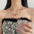 Colorful five-pointed star stitching starfish necklace women's light luxury y2k babes pendant niche design sense sweet cool clavicle chain. 