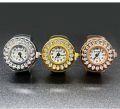 Quartz Watch Ring Round Dial Dazzling Rhinestone Round Watch Ring | Gift for girls | Gift for women. 