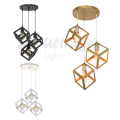 Modern 3in1 & 2in1 Square Shape Hanging Lamps, Ceiling Lights, Indoor Lights, Modern Pendant for Home & Office, LED/Filament Bulb Compatible (Bulb Not Included). 