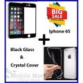 Iphone 6S Full Screen 3D Black Complete Tempered Glass Protector +  Crystal Clear Transparent  Back Cover. 
