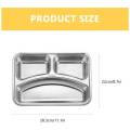 Stainless Steel Metal Sectioned Divided Plates with Lid, Rectangular Dinner Tray, Diet Plate with 3 Sections, Stackable Serving Platter Snack Fruit Plate for Campers. 