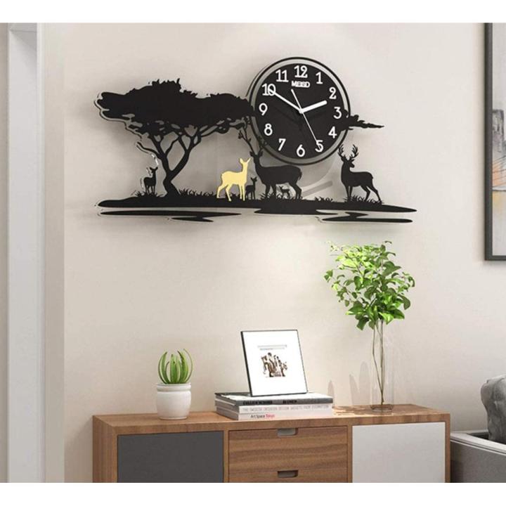 3D Jungle Wooden Wall Clock Numeral Quartz Watch DIY Design Decoration Piece for Home Decor Living Room and Offices and for Gift Items