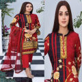 Fancy Malai Printed Unstitched 3 Piece Suit Best for Girls  & women - Art# JS - FMPL - SC - M16 - BD. 