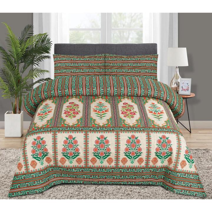 Nishat linen Fancy Bedsheet Cotton Double Bed Sheet Set - King Size (1 Sheet and 2 Pillow Covers) by Nishat Linen