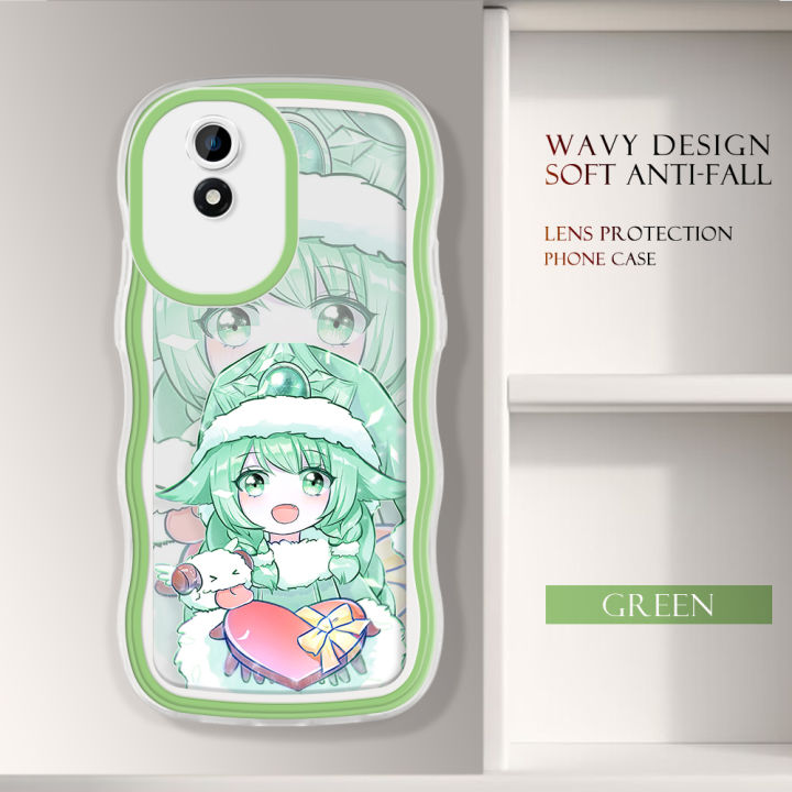 For Vivo Y02 Y02A Y02T Back Cover Fashion Soft Wavy Phone Case Cartoon Girl Shockproof Silicone Cover