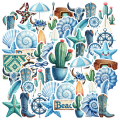 Playful Beach Decals Charming Adventure Stickers Decals Cowboy Nautical Western Stickers for Suitcase Car Sticker. 