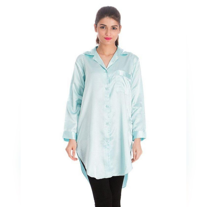 Valerie|Night dress sleep wear silky satin Night shirt style 01 sleep comfortably Nightwear