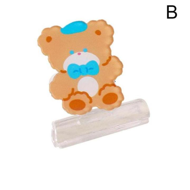 Cute Bear Flower Cartoon Kawaii Acrylic Bookmark Student Chain Metal Clip Page Pendant Office Giftbook Learn Stati E7v1