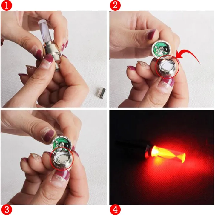 2Pcs Car Wheel LED Light Motorcycle Bike Light Tire Valve Cap Decorative Tire Nozzle Valve Caps Cycling Warning Flash Neon Lamp