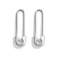 Minimalist Safety Pin Cartilage Sterling Silver Big Hoop Earrings for Women Girls Elegant Dangle Drop 37mm. 