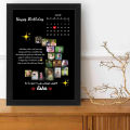 Moon Shape Customized Picture Photo Frame, Customized Frame with Calendar + Customized Message with upto 16 Pictures in Moon Shape, Customized Wall Mount Frame, Customized Photo Frame, Birthday Gift, Anniversary Gift, Wedding Gift, Gift for Friends. 