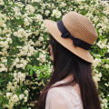 Fashion Hawaiian straw hat sun hat Cute Women sun hats bow hand made women straw cap beach big brim hat casual girls summer cap. 