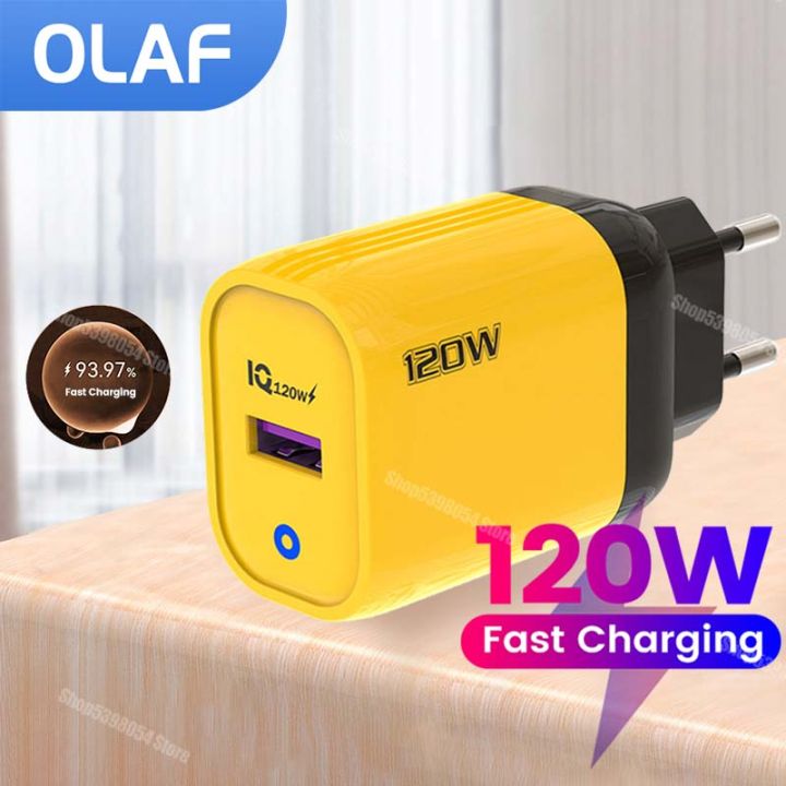 Olaf 120W Fast Charger Adapter Quick Charge 3.0 USB Charger Mobile Phone Adapter Power For iPhone Samsung Xiaomi Wall Chargers Yeahs Teui