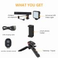 AY-49 Video Making Kit Wireless Remote Control Vlogging Tripod Microphone, Led Light, Mobile Holder All-In-One. 