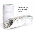 Super Strong Powerful Adhesive Double Sided Tissue Tape For Mounting Fixing Pad Sticky - 6 mm - White. 